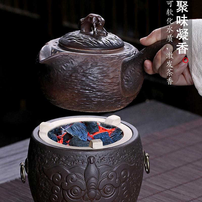 煮茶器烧水陶瓷围炉煮茶壶炉火酒精电陶炉碳侧把碳壶耐252壶高温