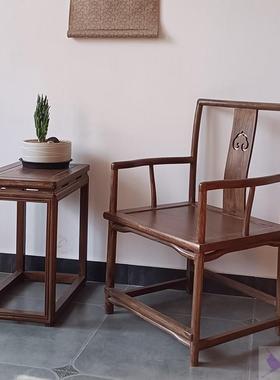 A18新式椅子中仿古圈南官椅帽椅明式家具海棠椅椅实木太KJP师三件