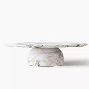 天然大几理石茶高现家代427风大花白桌子用端设计感圆茶几