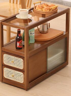 可移动日YYBG小型玻璃边柜式藤编边柜家极窄用碗柜收餐纳柜简易储