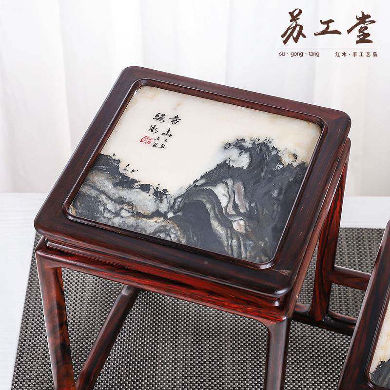 架老挝大红酸枝云石高雕低架实无木刻工艺品展示置物底座架直销