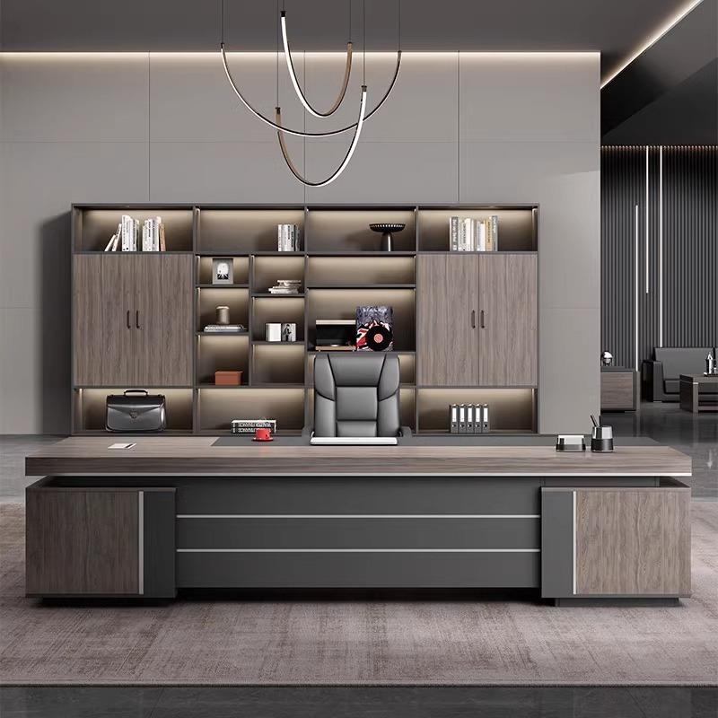 老板公桌约现代总裁桌办椅组合柜LBZ-013简大管班台经理主办公室