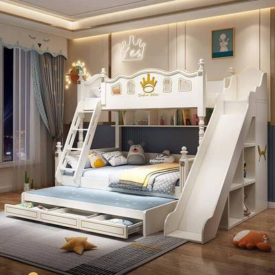 上下铺儿童YUM床女公主高低床上床下床双层子户母床两层小孩型带