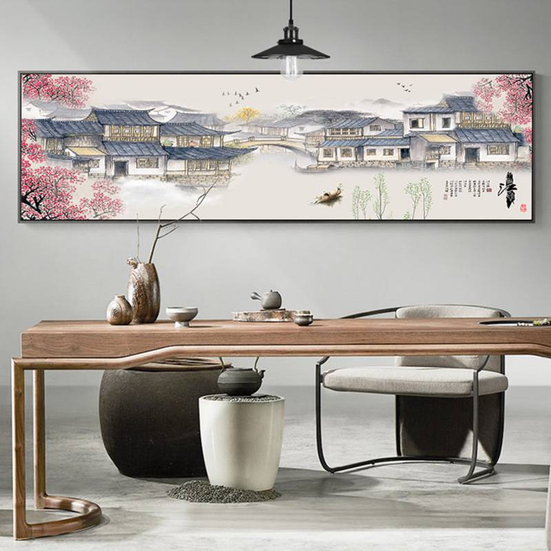 厂家 新中式装饰画样板房装饰山水画酒店床头挂画客厅沙发壁画图片