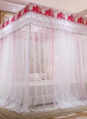 C662B#家用宫廷蚊8帐床光布防尘顶1.帘5m床幔1.米落地带支架一遮