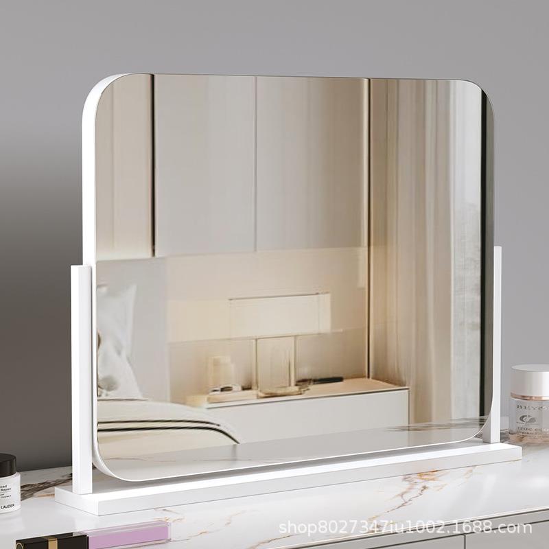 化妆镜台式桌台高清镜子面化直播483专用镜欧式方形旋转卧室梳妆