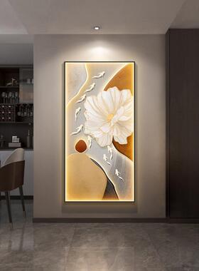 九鱼入户玄关装饰画高意图现寓代轻奢挂画档LED灯OYU画走廊过道壁