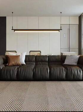 防刮耐磨样板沙意式间极简黑色小户CAC型设皮艺发计师民宿沙发客