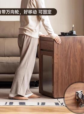 约实2木茶水柜烧壶一体茶吧机现代黑胡桃简木茶水台边柜移动小茶