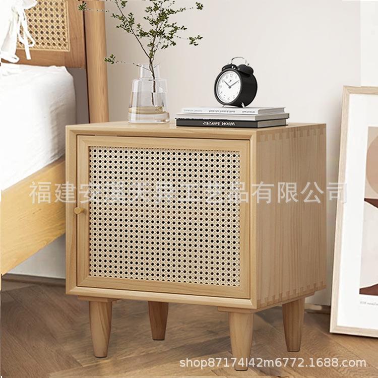 全实床头柜日式柜221023约简沙发边柜木卧室物小型收纳柜储柜藤编