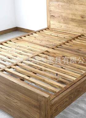 大北方老榆木原婚木CBH7-50床双人卧床主榫卯床田园小户型双人大