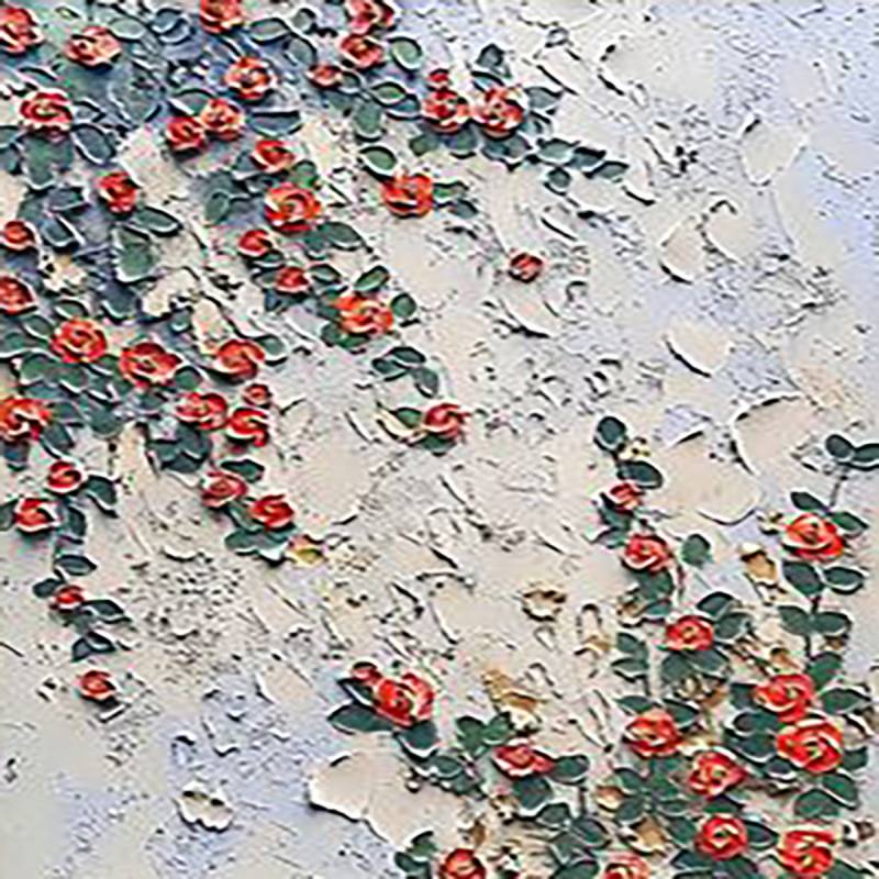 顺丰手绘油画蔷薇花厚肌理装饰画立体开门红客厅玄关餐厅小众艺术图片