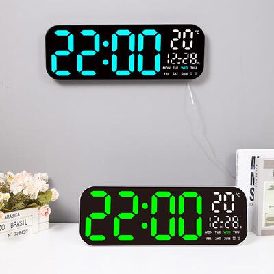 1客9.5寸GLED挂钟简约多功能电钟大屏数字厅挂QOV子钟摇控钟表H90