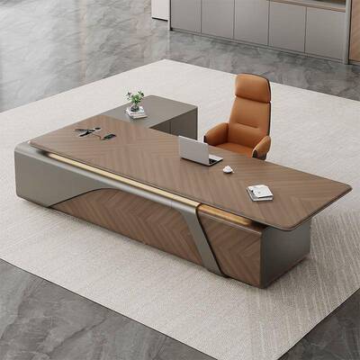 轻奢高端台总办公桌轻奢办公室具董事长家大班办公裁CC-0667桌椅