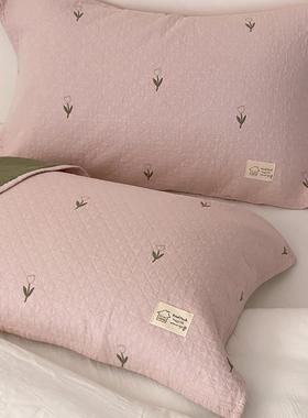 韩UXB式布枕巾纯棉一对装棉家用成人吸汗纱气全枕头巾四透防头油