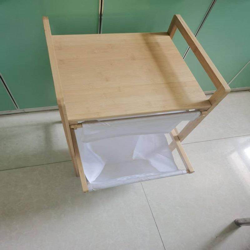 脏篓双层衣落地功能置物架浴室OWM多层竹制收纳靠墙架多布艺脏架