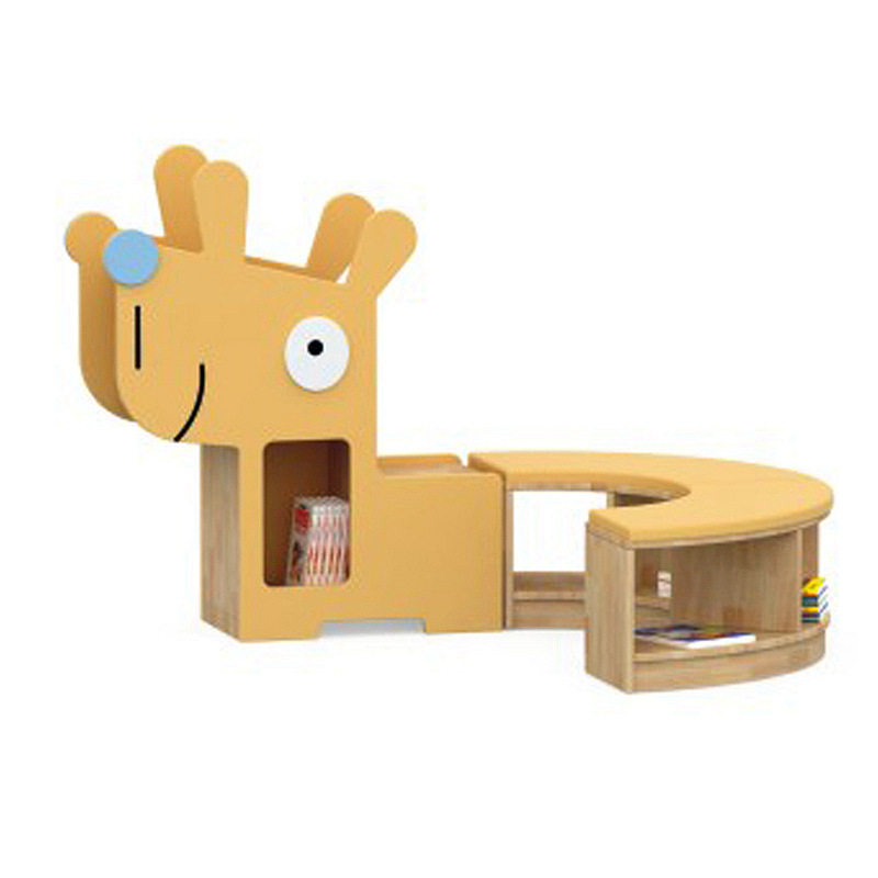 卡通创意书架动物造型幼儿园大厅长条椅沙发书柜儿童木收纳玩具柜