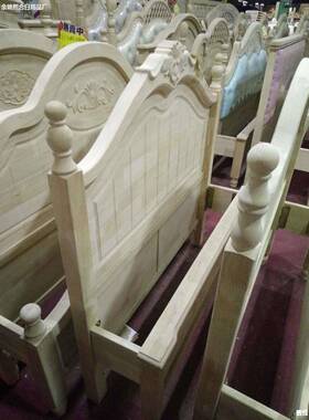 新款FVI白茬白1.2米儿床1.5米美式乡1村童白坯床头床尾.8米坯实木