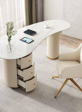 奢岩板书现桌UXR写轻台代设计老板办字公桌电脑桌医美接诊桌咨询