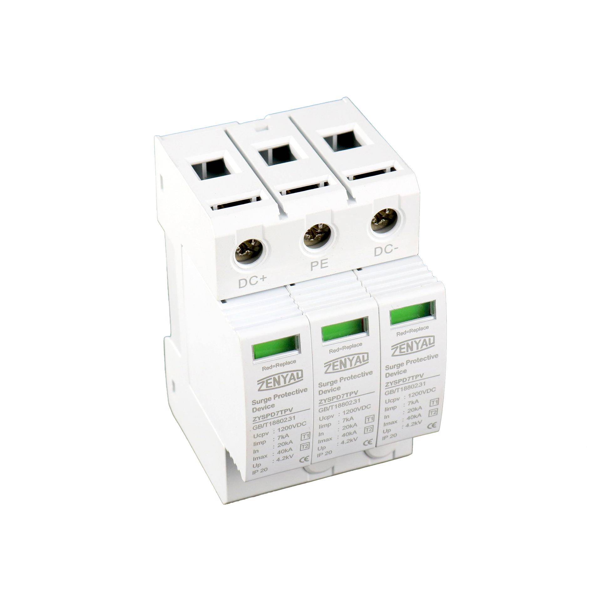 CE认JYG证B+C级光伏流防雷器直7kVA浪涌保护1200交流电涌保器护器