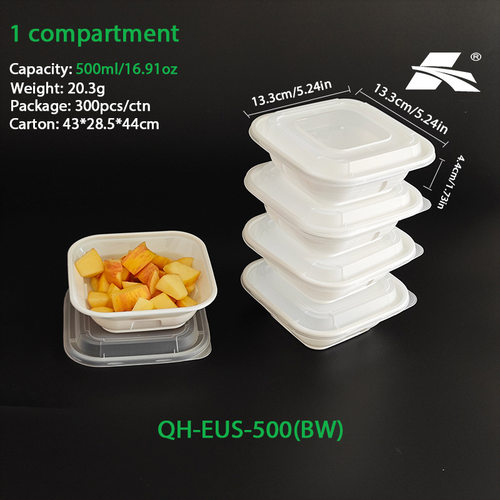 凯天餐盒支持LOGO美式正方形500ml带盖高档轻食沙拉打包