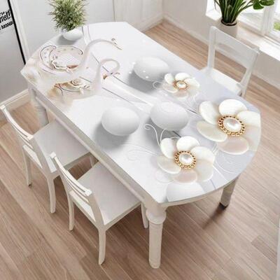 EAT餐椭桌桌垫防水油防圆形桌布防中烫式PVC耐高温加厚家用盖布喜