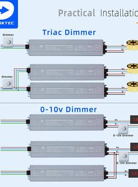 超薄调光防水0300W12VW24V0-10V控硅LE可D驱动电352源调光恒6压电