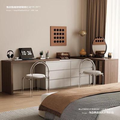 意式极化简梳妆储室物柜一体GFE卧轻台奢小型妆桌床尾收纳柜斗柜