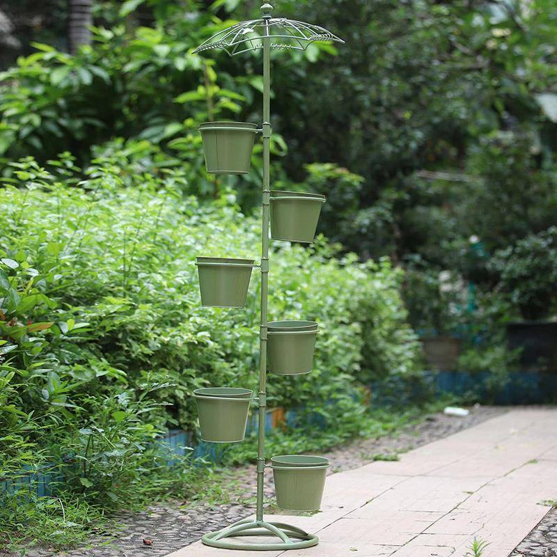美式铁艺新款伞雨架多层阶KVL装梯式花盆架阳台庭院户外饰展示花