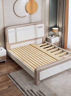 人全CSA实木白色现代简约实木床1.5双人卧室1.8物米储高箱米成婚