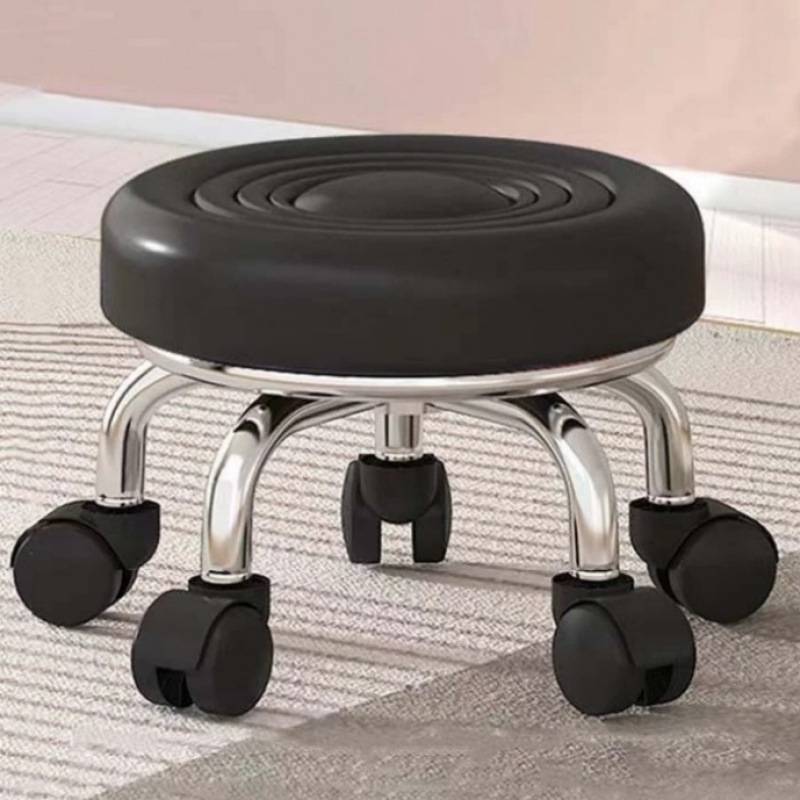 万向轮小矮凳子家用圆凳美缝修脚儿童学步凳足浴小板凳带滑轮静音