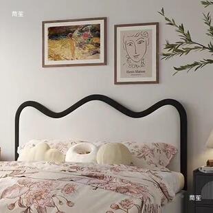 法式波奶油风主软包网红木床头浪皮272艺涟漪轻奢复古卧实床头板