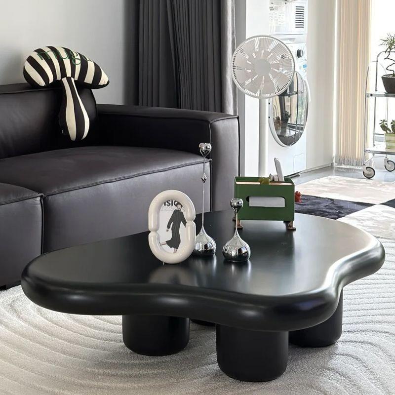 法式云朵茶几黑桌家用客厅轻奢异OGP桌形小户型简约现代网红色茶