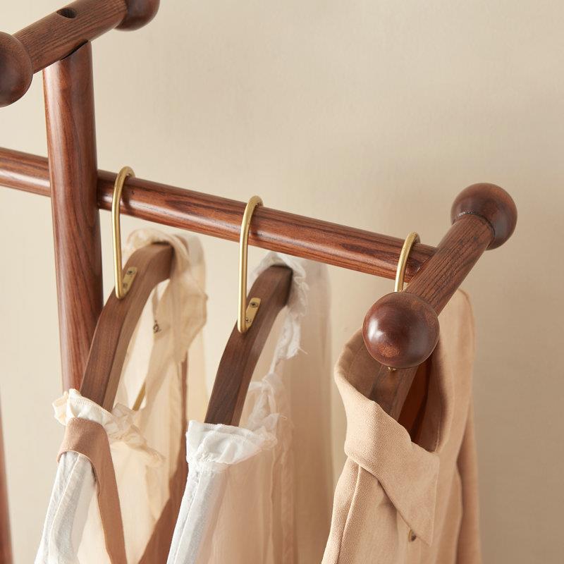 落收地式实木衣帽架实物木家用卧室MGT客简厅多功能约纳置衣架