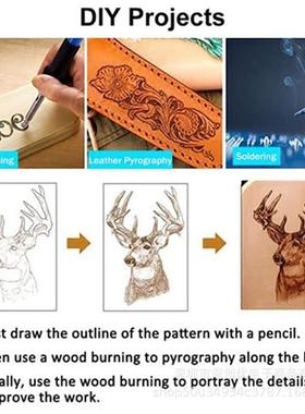 54件刻意可调节温度木材燃笔压烧花/雕/木材燃烧套件创工AL-63208