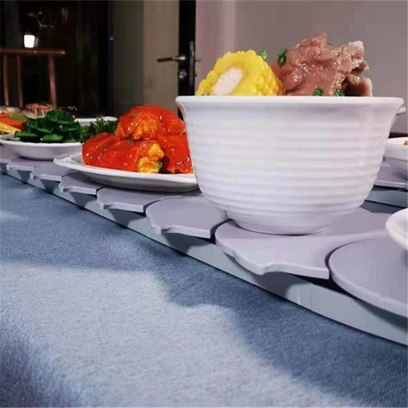 家用长方形长桌旋mxfwxwqw转手桌动餐盘节转盘椭圆形餐桌转可调长