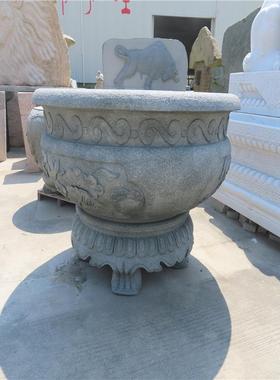 椭厂家雕刻摆件花盆仿古圆石雕鱼缸花盆小区缸IRP公园鱼荷花庭养