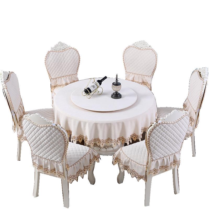 式装圆套桌布转盘YGN通用椅子垫家用台布实木餐椅套餐椅桌套椅欧