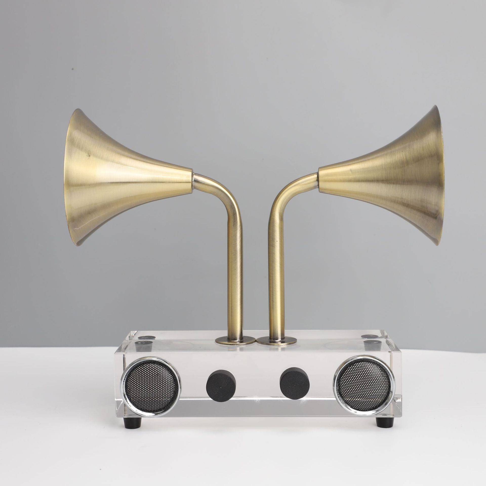 新中式意晶喇叭播音机摆件样板房楼部0025卧室书房桌创面软装饰售