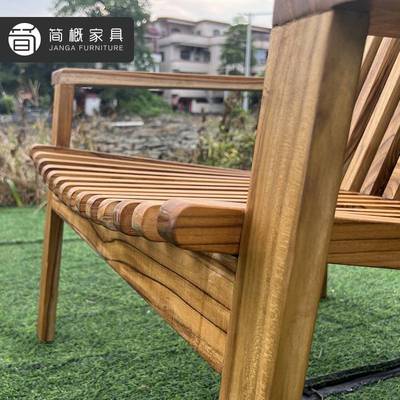 户外休闲家具庭院花园别墅实木沙发露台民宿室外柚木茶几桌椅组合