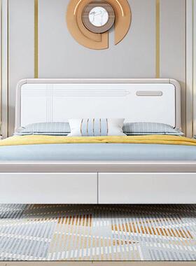 现婚代1简约白色实木床.8米主卧双人床VSV1.5米轻奢高箱储物床公