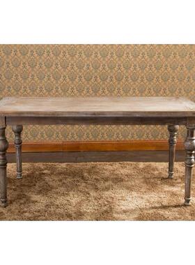 美式复古实式木桌子餐桌组合做餐旧长TMZC1897拉丝橡木餐桌法厅简