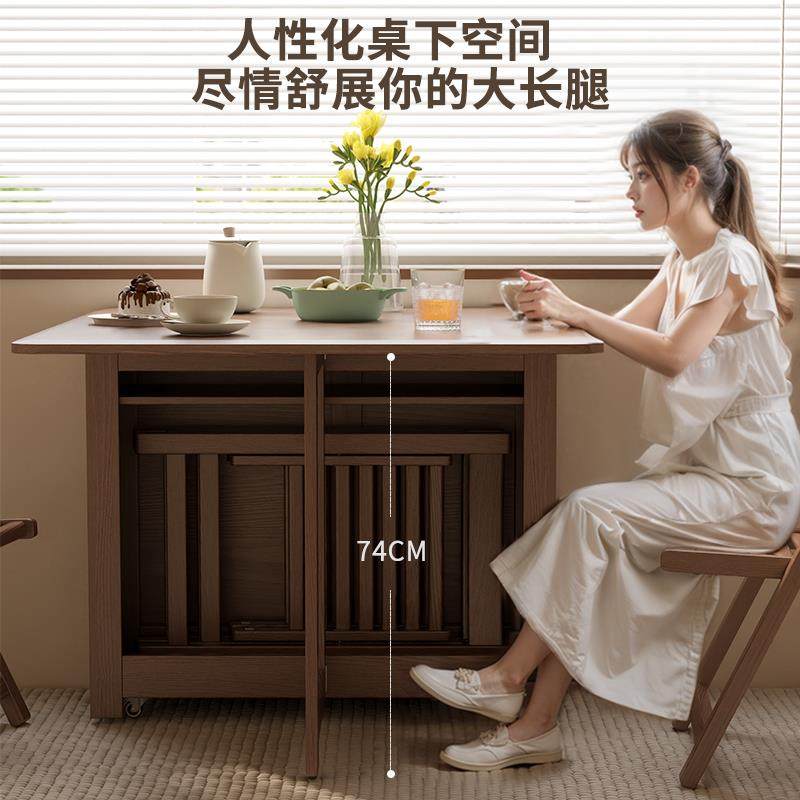 长实木折叠桌家用小无品牌/户型饭桌方形餐餐桌椅可叠折叠折桌吃