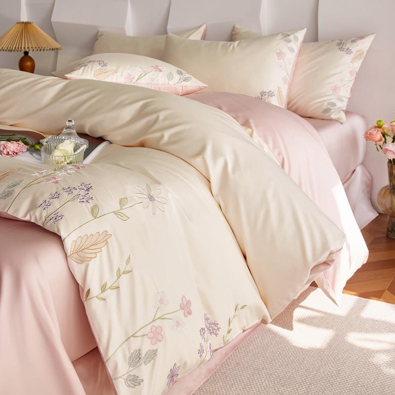 轻奢长A类母婴级绒棉全睡床Pm-am037棉四件套纯棉刺绣被套罩裸单