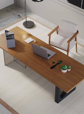 亚克力悬浮实木办公桌用现简约客厅代家作书桌工台办公室电脑VUD