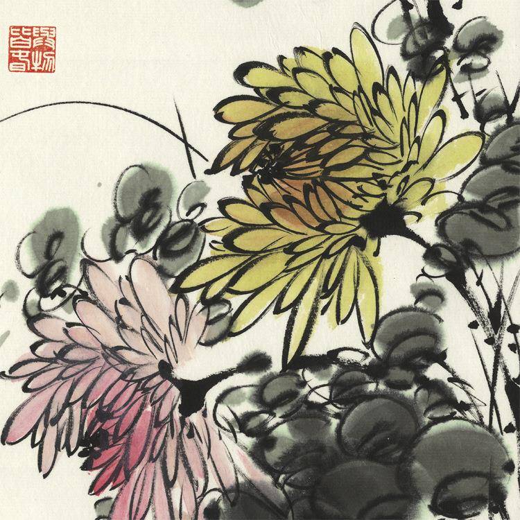 花清墨慈禧鸟四条屏仿古鸟ODN画复制水花画名人字画装饰画书房挂