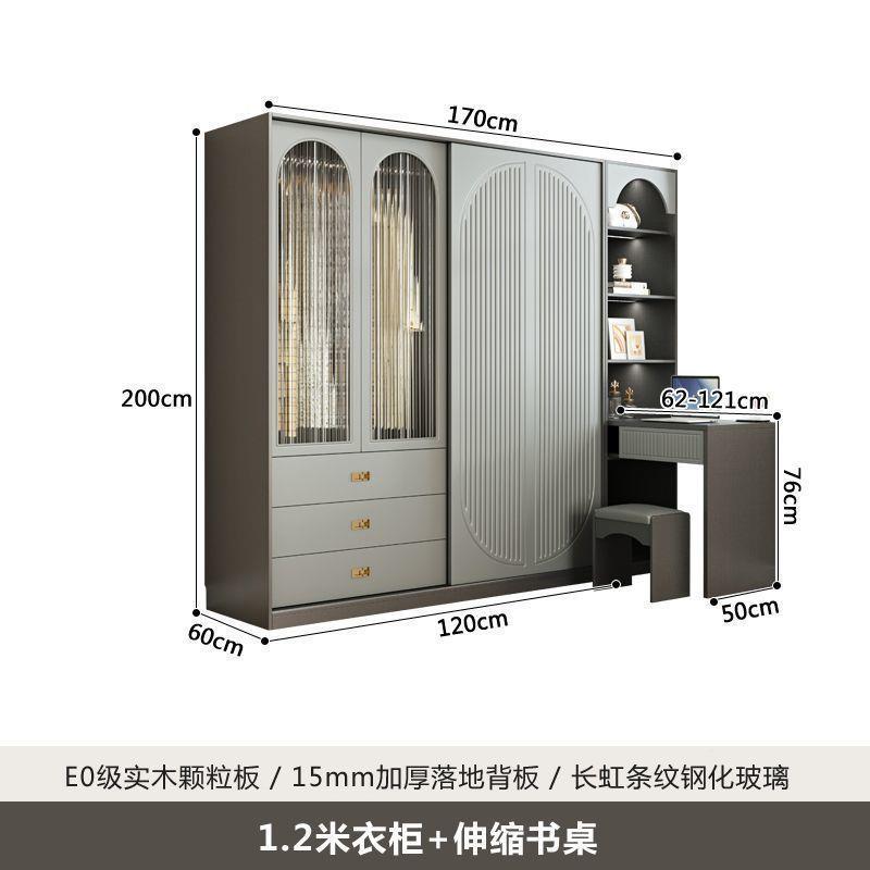 实门木质灰色欧式推储拉门书桌衣柜家用室物HEE柜移衣橱大容卧量