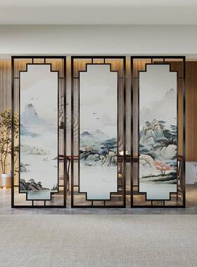 不锈钢新中式空屏风隔断客厅现入代简餐厅金属户QNQ玄关镂约格栅