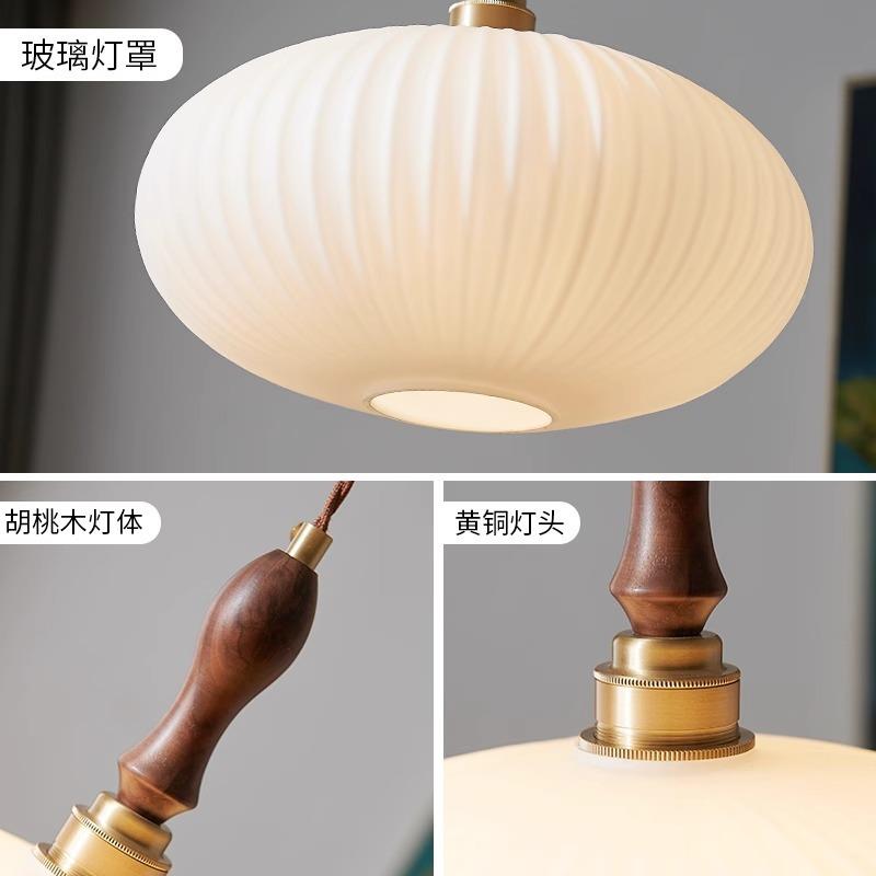 新中式现A-BLD22-代简约璃吊灯玻复古桃木胡实木卧室餐走廊厅酒店