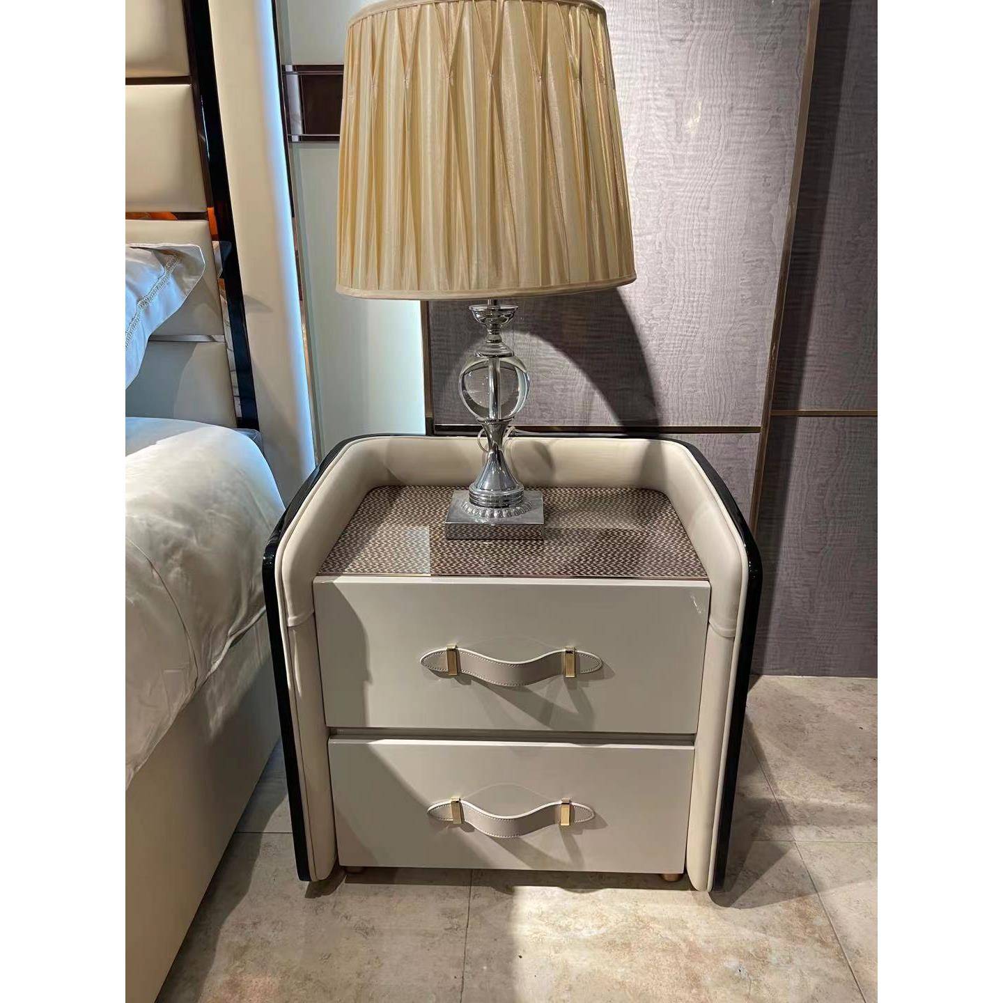 2m0储25新款双床人现代简约1.8主卧小户型意式法式床物床头柜无品